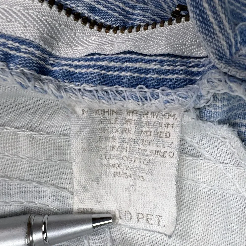 Vtg Lee High Rise Denim Shorts Sz 10 Petite Mom Striped Blue White 90s USA!